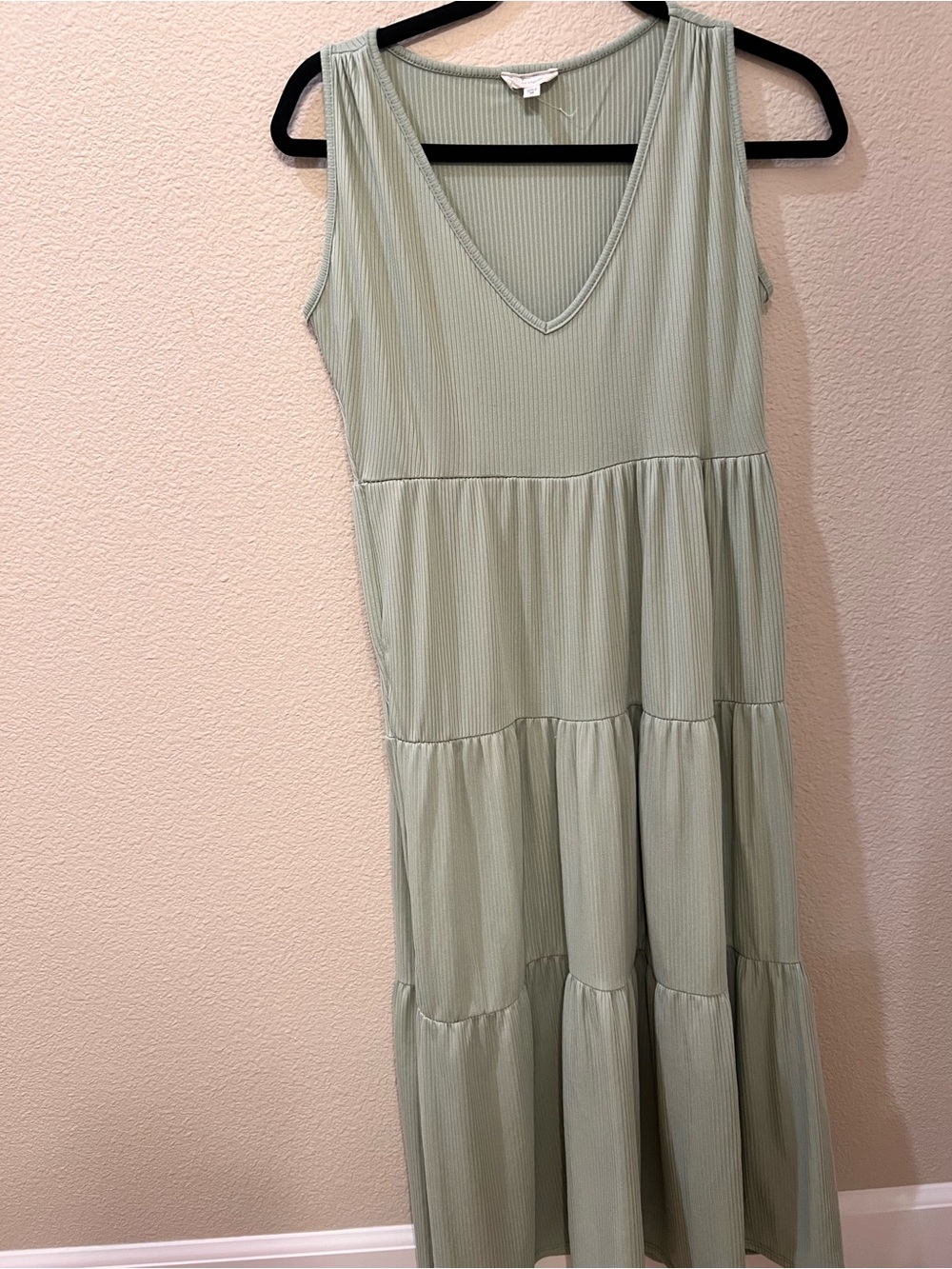 See You Monday Sage Green Tiered V-Neck Maxi Dress
